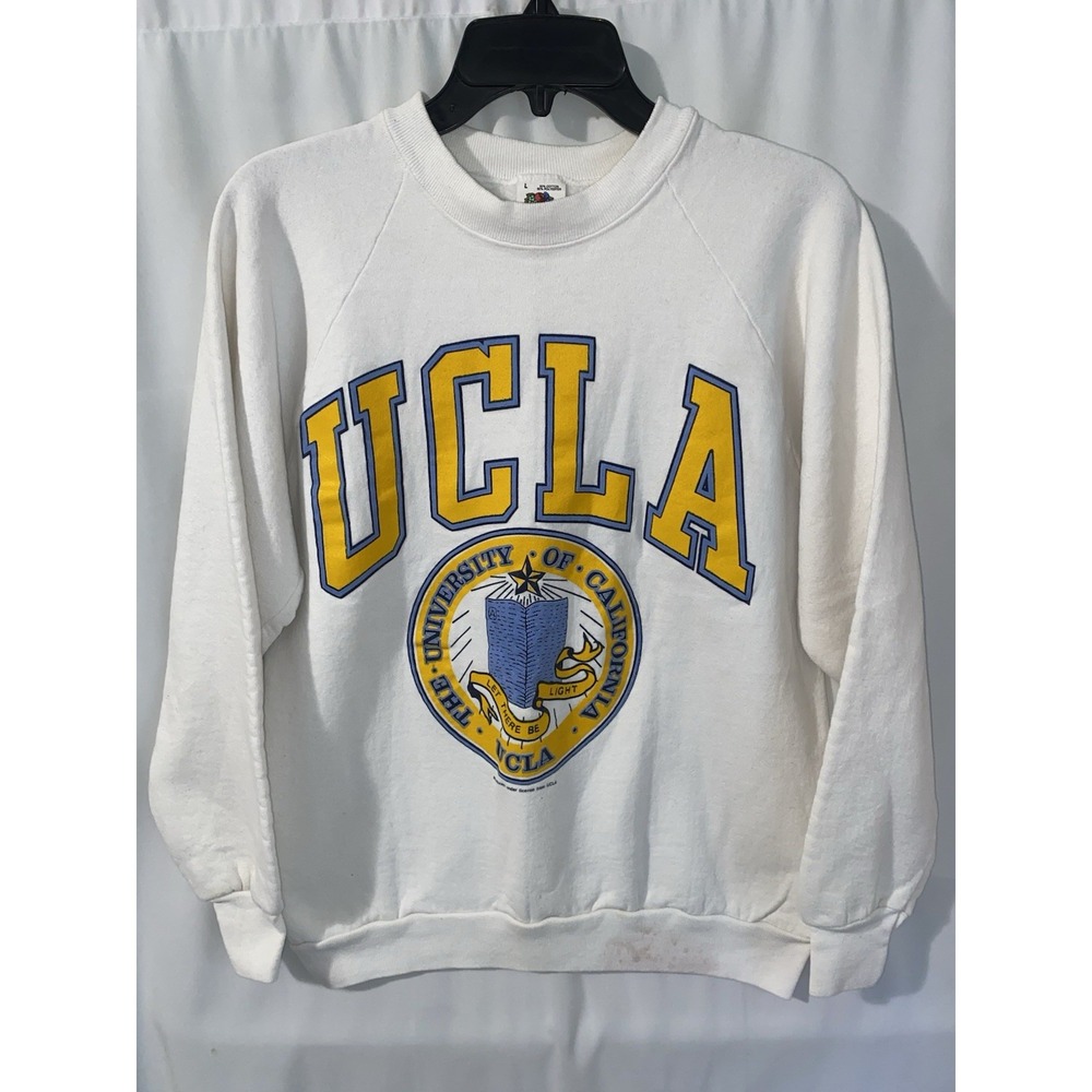 Vintage UCLA White Raglan Crewneck Sweatshirt University Seal Large Made USA
